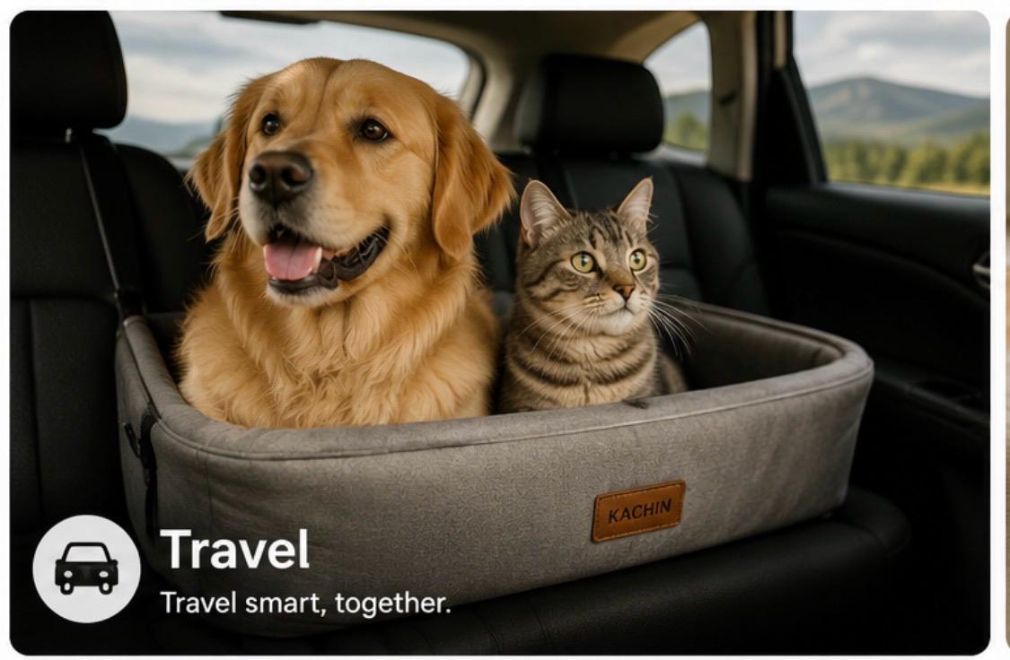 KACHIN pet travel collection - car seat covers and travel accessories for dogs