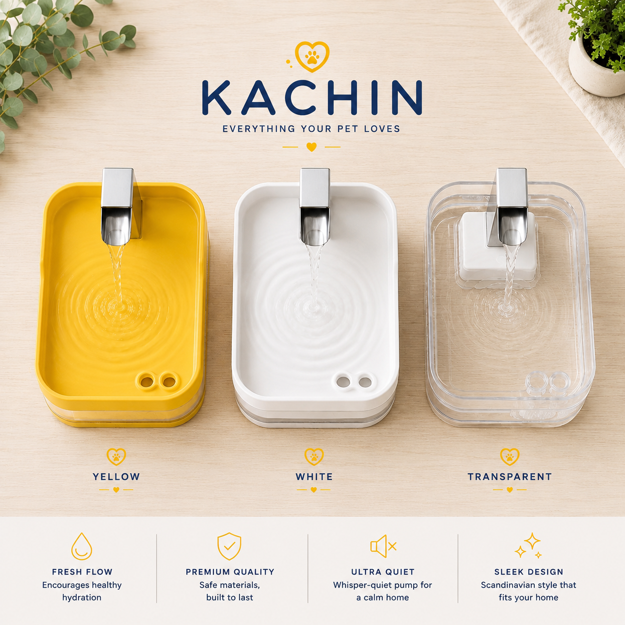 KACHIN Nordic Cat Water Fountain – Automatic Circulating Water for Better Hydration