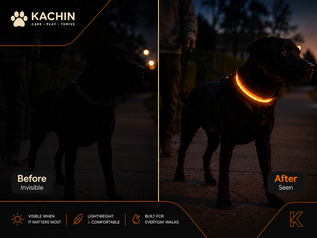 KACHIN Night Glow LED Dog Collar - Be Seen After Dark, Every Walk