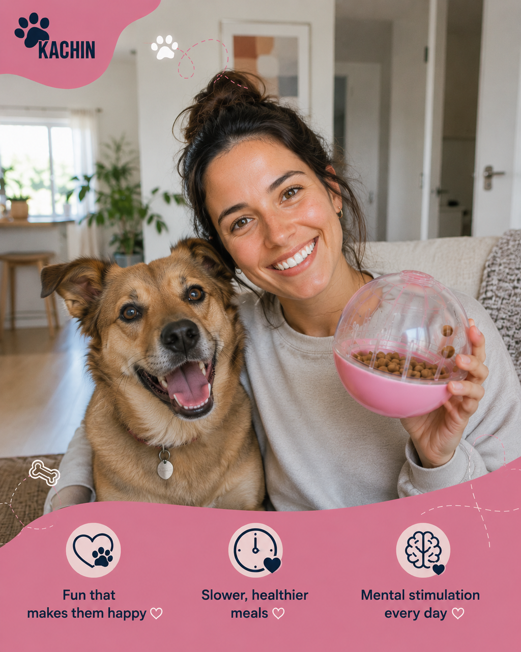 KACHIN IQ Treat Ball – Interactive Slow Feeder Puzzle for Dogs & Cats