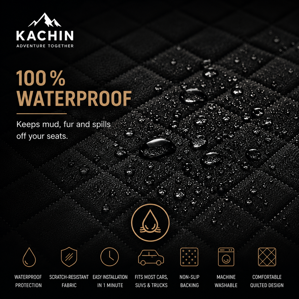 Scratch-resistant fabric close-up of KACHIN waterproof dog car seat cover