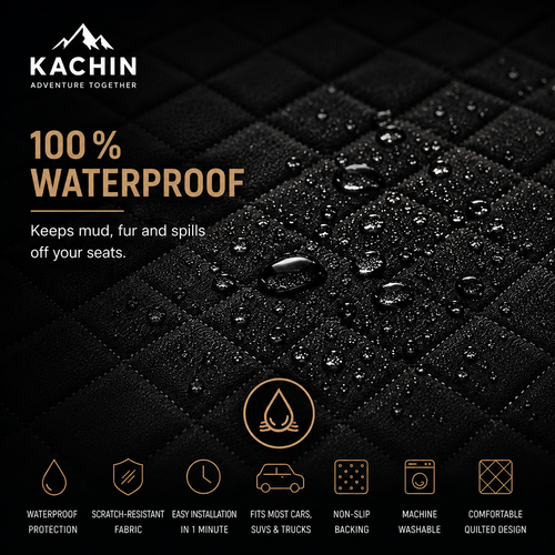 Scratch-resistant fabric close-up of KACHIN waterproof dog car seat cover