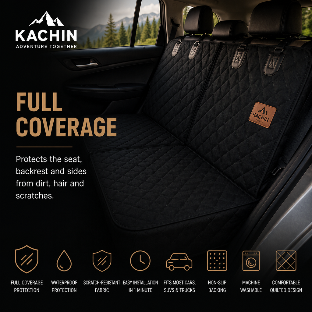 KACHIN dog car seat cover fitted on back seat for travel with pets