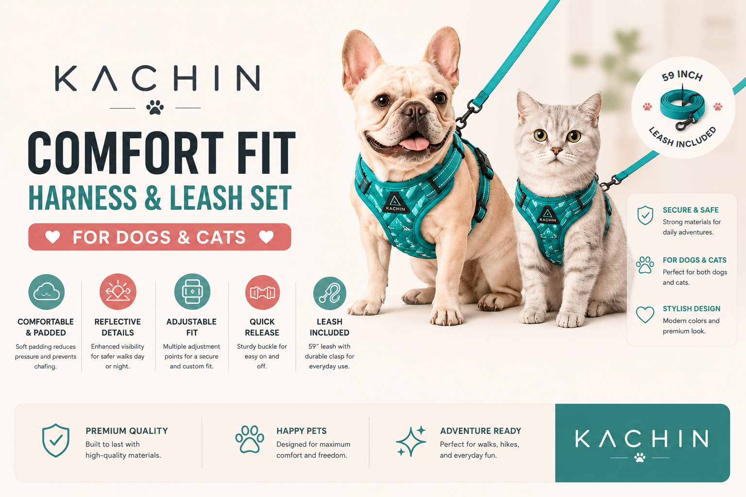 KACHIN Comfort Fit Harness & Leash Set