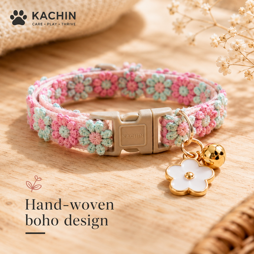KACHIN Boho Cat Collar with Bell – Breakaway Safety & Boutique Style