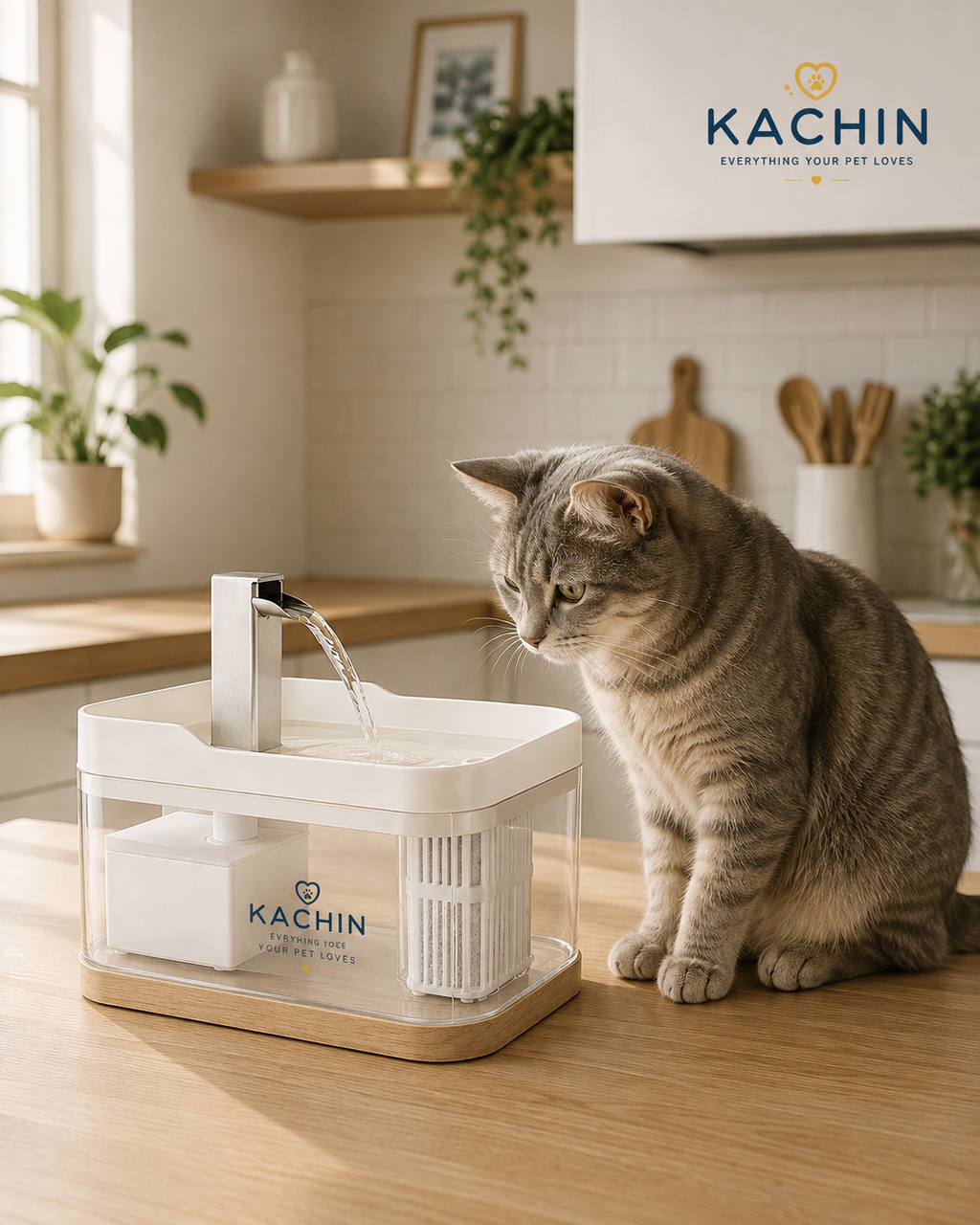 KACHIN Nordic Cat Water Fountain – Automatic Circulating Water for Better Hydration