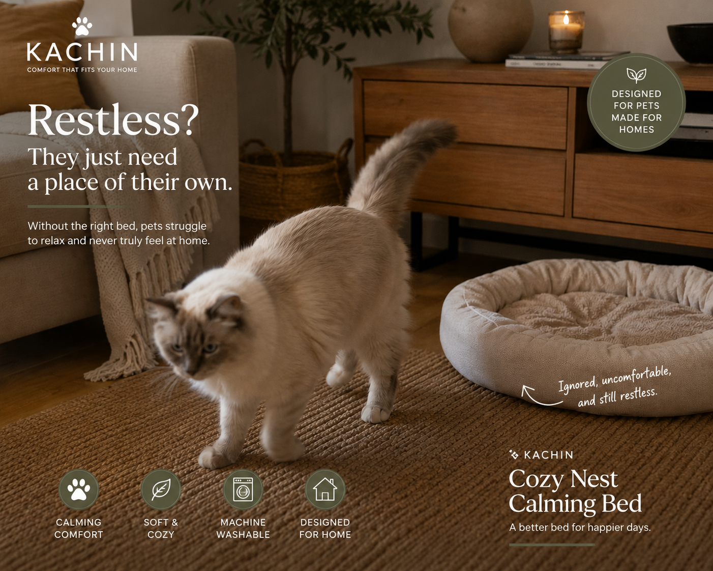 KACHIN Cozy Nest Calming Bed