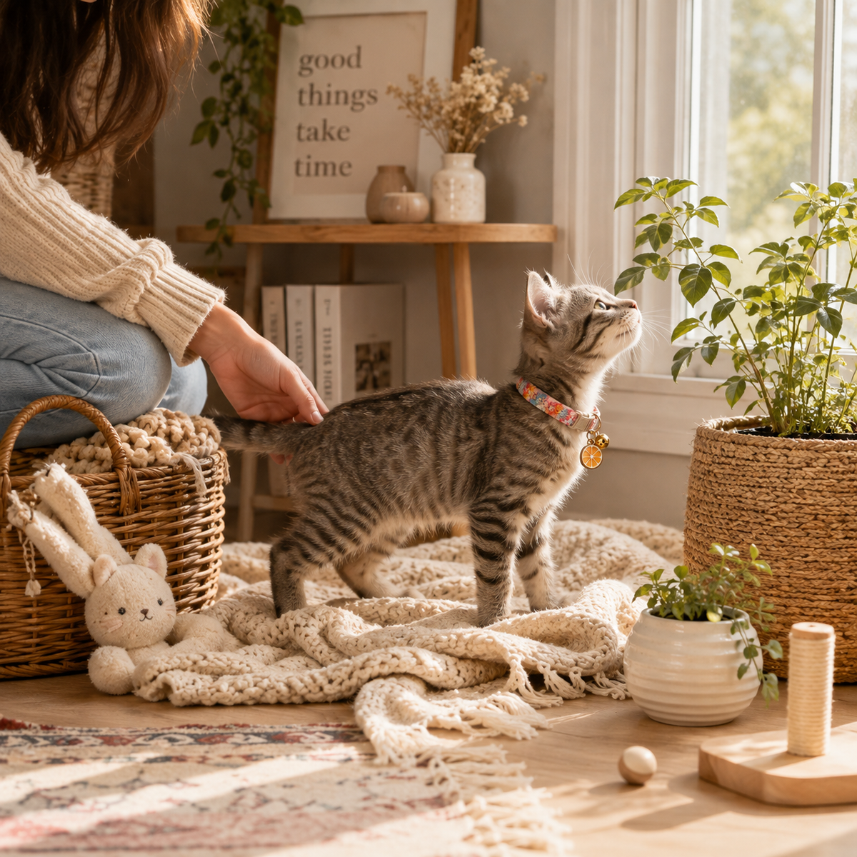 KACHIN Boho Cat Collar with Bell – Breakaway Safety & Boutique Style