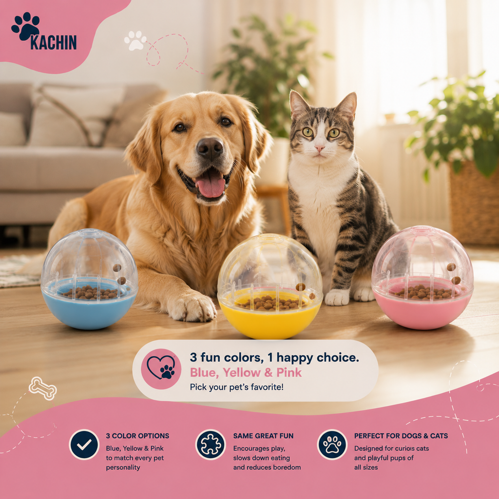 KACHIN IQ Treat Ball – Interactive Slow Feeder Puzzle for Dogs & Cats