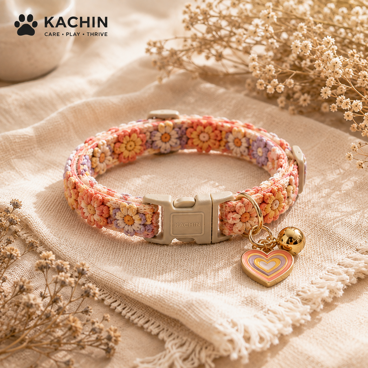 KACHIN Boho Cat Collar with Bell – Breakaway Safety & Boutique Style