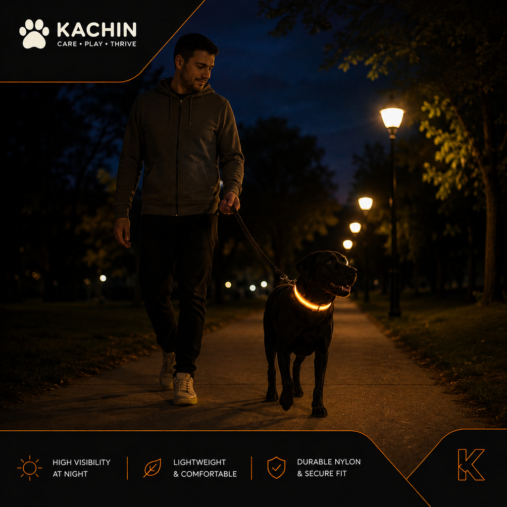 KACHIN Night Glow LED Dog Collar - Be Seen After Dark, Every Walk