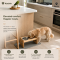 KACHIN Nordic Elevated Feeder - Wood & Stainless Steel Bowl Stand for Small Dogs & Cats