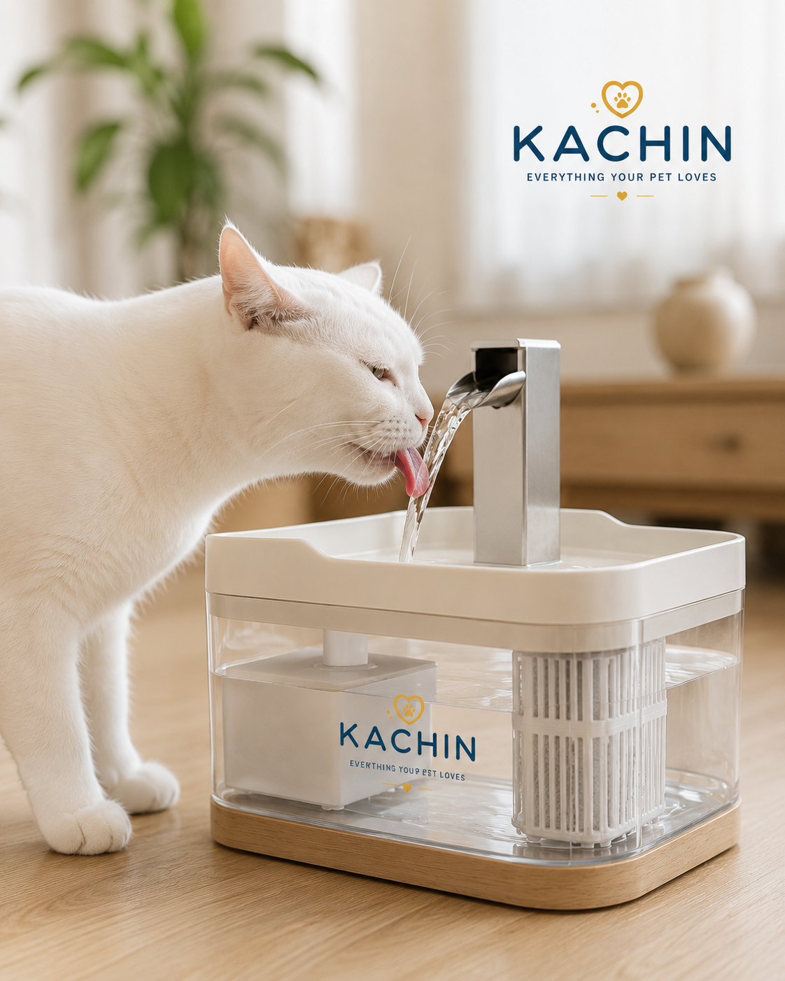 KACHIN Nordic Cat Water Fountain – Automatic Circulating Water for Better Hydration