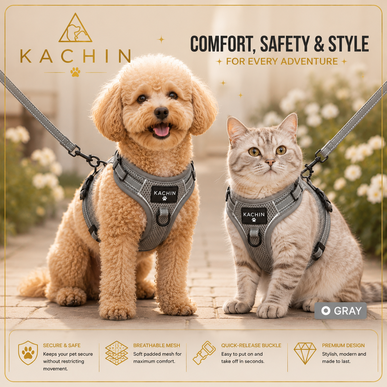 KACHIN Comfort Fit Harness & Leash Set