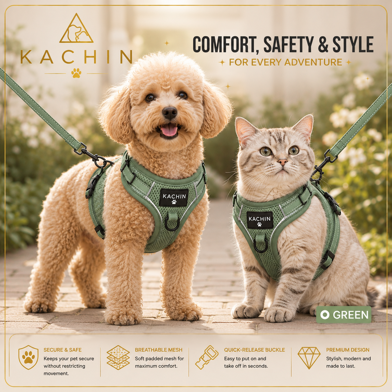 KACHIN Comfort Fit Harness & Leash Set